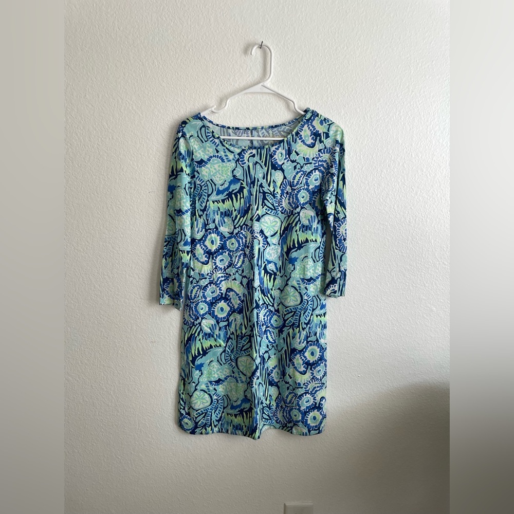 Lilly Pulitzer Marlowe Dress Indigo Blue Sunset Swim XS EUC